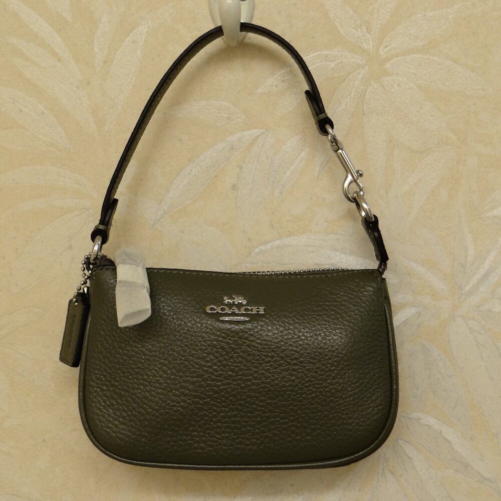 NEW Coach Nolita 15 Small Leather Bag Wristlet; Olive Pebbled Leather